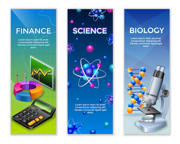 Conjunto De Banners Verticales De Ciencia Vector Gratis