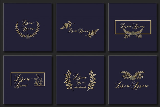 Conjunto botánico marco elemento diseño vectorial Vector Premium