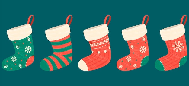 Conjunto De Calcetines De Navidad De Dibujos Animados Multicolores