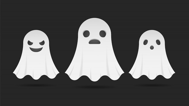 Conjunto de cara de expresión de fantasmas espeluznantes | Vector ...
