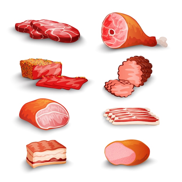 Conjunto De Carne Fresca Vector Gratis