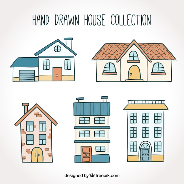 Conjunto De Casas Dibujadas A Mano Vector Gratis