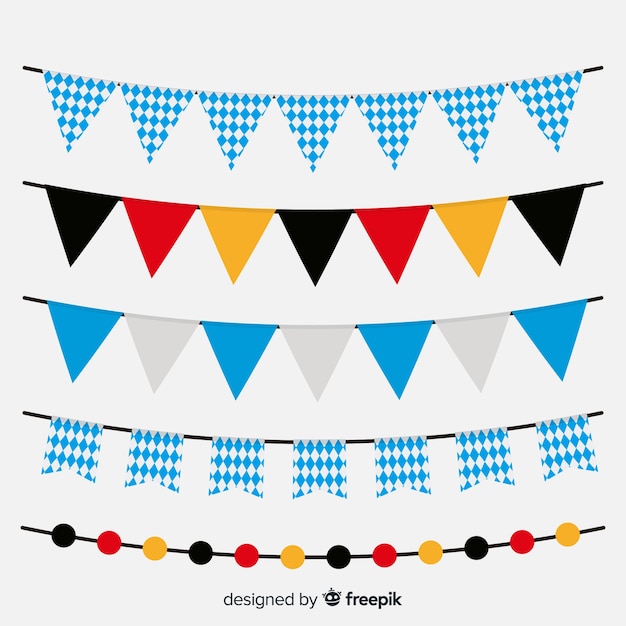 Conjunto clásico de guirnaldas del oktoberfest con diseño plano vector gratuito