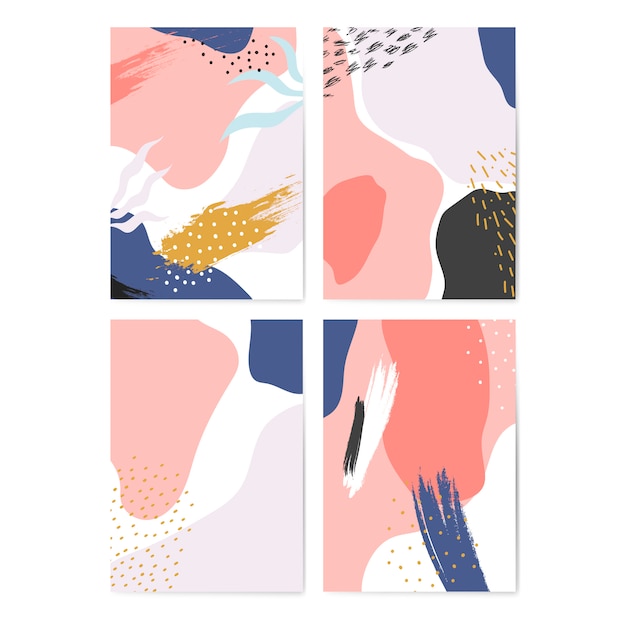 Conjunto de colorido vector de fondos de estilo de memphis vector gratuito
