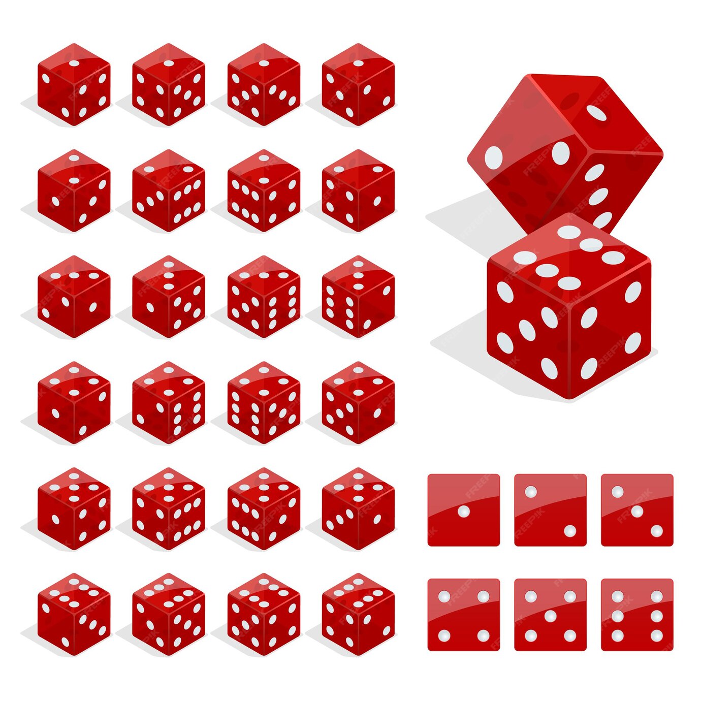 Conjunto De Combinación De Dados Isométricos Vector De Cubos De Póquer Rojo Aislado Colección 9861
