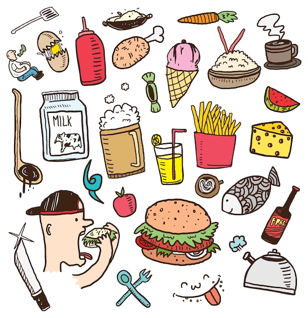 Conjunto De Comida Doodle Vector Premium 4793