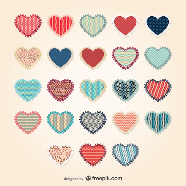 Conjunto De Corazones Con Estampados Descargar Vectores Gratis