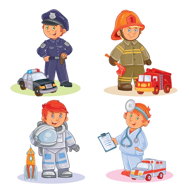 Conjunto de iconos vectoriales de los niños pequeños diferentes profesiones Vector Gratis Conjunto de iconos vectoriales de los niños pequeños diferentes profesiones Vector Gratis