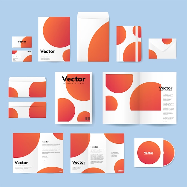 Conjunto de diseños de material de impresión maqueta vectorial vector gratuito