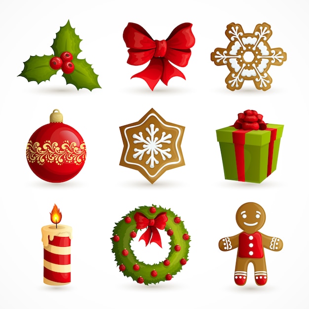 Conjunto de elementos decorativos de navidad vector gratuito
