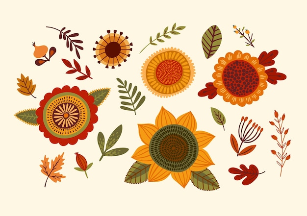 Conjunto De Elementos De Diseño Floral Ilustración Vectorial Vector Premium 9082