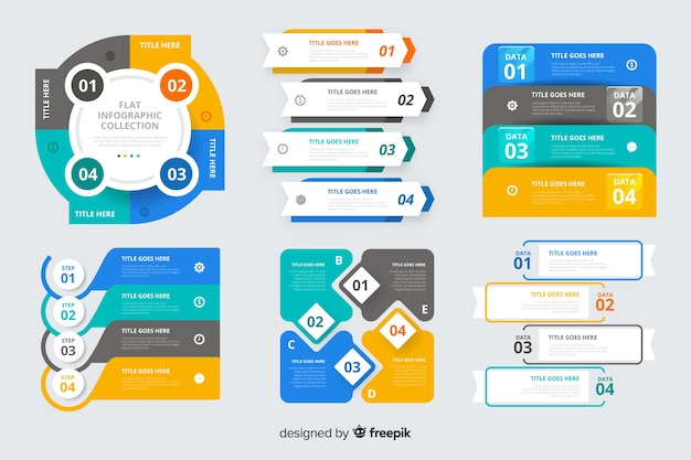 Conjunto de elementos de infografía plana vector gratuito
