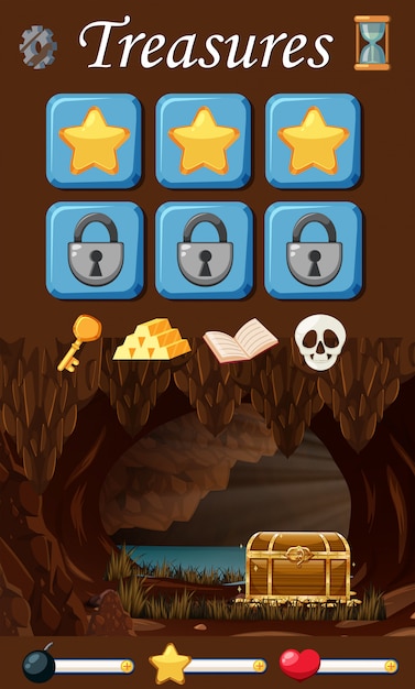 Conjunto de elementos del juego del tesoro vector gratuito