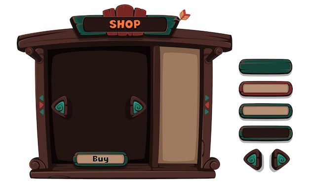 Conjunto de elementos ui para juegos y aplicaciones 2d. Vector Premium