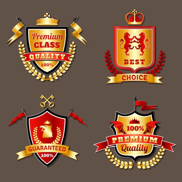 Conjunto de emblemas realistas heráldicos premium Vector Gratis