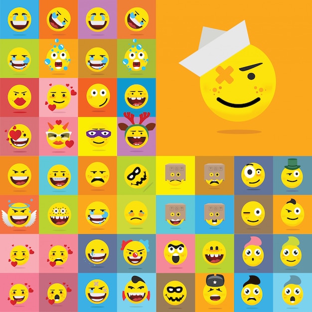 Conjunto De Emoticones De Calidad Conjunto De Emoji Vector Premium