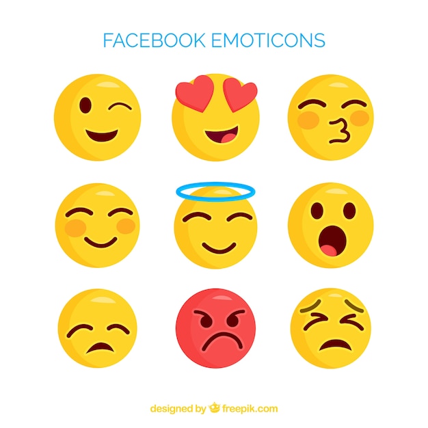 Conjunto De Emoticonos De Facebook En Estilo Plano Vector Gratis