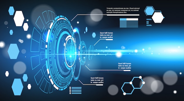 Conjunto de equipo futurista infografía elementos tecnología resumen fondo plantilla gráficos y gráfico Vector Premium