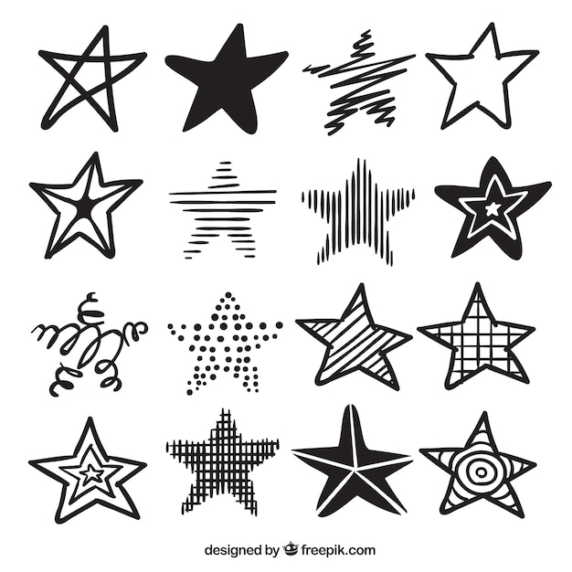 Conjunto De Estrellas Dibujadas A Mano Vector Gratis