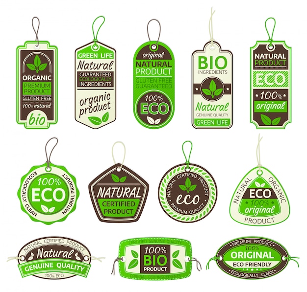 Conjunto De Etiquetas De Producto Ecológico Vector Premium 0980