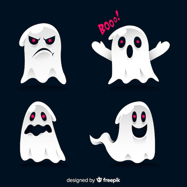 Conjunto De Fantasmas De Halloween Vector Gratis