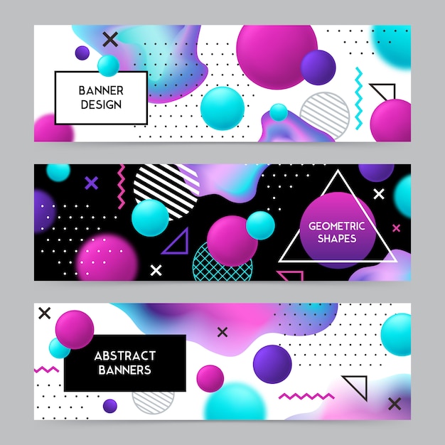 Conjunto de fondo de banners de formas geométricas vector gratuito