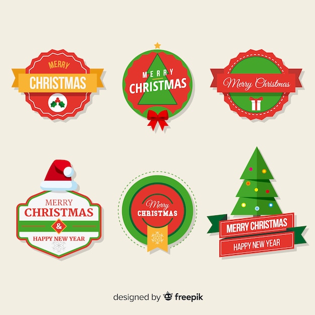 Conjunto Hermoso De Etiquetas De Navidad Vector Gratis