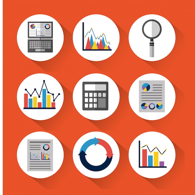Conjunto de herramientas de datos estadísticos finanzas diagrama y gráfico gráfico de negocios vector gratuito