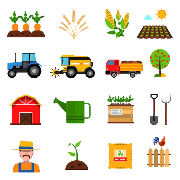 Conjunto De Iconos De Agricultura Vector Gratis 1088