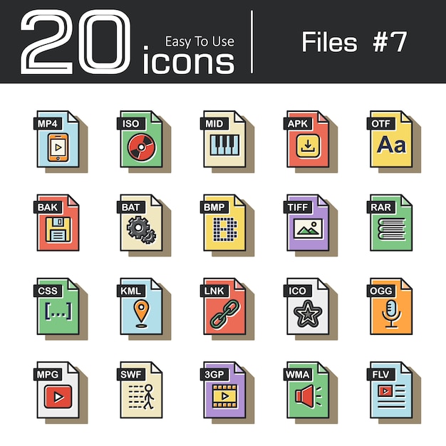 Conjunto De Iconos De Archivos Vector Premium