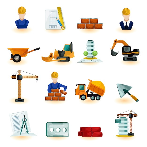 Conjunto De Iconos De Arquitecto Vector Gratis