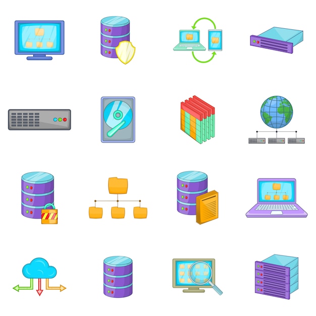 Conjunto De Iconos De La Base De Datos Vector Premium