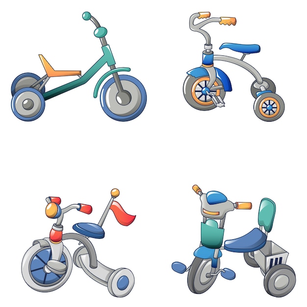 Conjunto de iconos de bicicleta triciclo bicicleta | Vector Premium