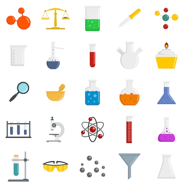 Conjunto de iconos de ciencia química Vector Premium