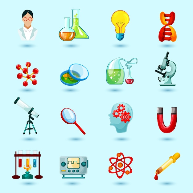 Conjunto De Iconos De Ciencia Vector Gratis