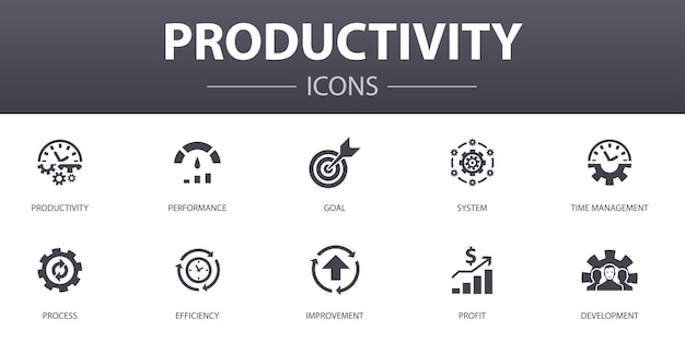 Conjunto De Iconos De Concepto Simple De Productividad Contiene Iconos Como Rendimiento 8398