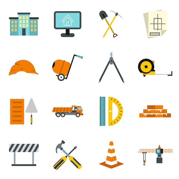 Conjunto De Iconos De Construcción Vector Premium