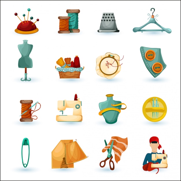 Conjunto De Iconos De Costura Vector Gratis