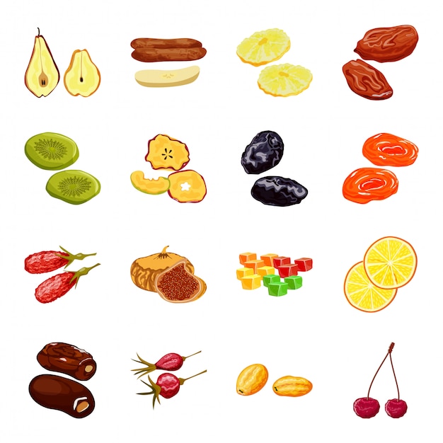 Conjunto De Iconos De Dibujos Animados De Frutas Secas Ilustraci N De