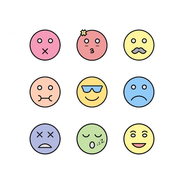 Conjunto de iconos emoji aislado sobre fondo blanco. | Vector Premium
