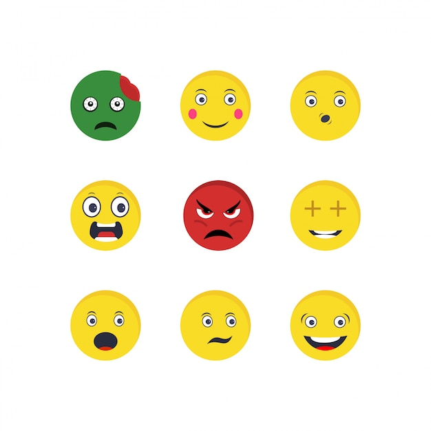 Conjunto de iconos emoji sobre fondo blanco vector elementos aislados