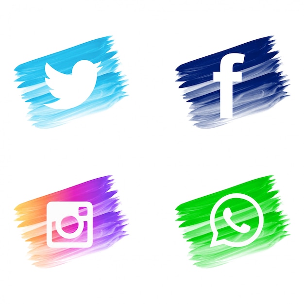 Conjunto De Iconos De Hermosas Redes Sociales De Acuarela Vector Gratis