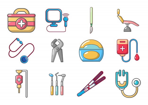 Conjunto De Iconos De Herramientas Médicas. Conjunto De Dibujos ...