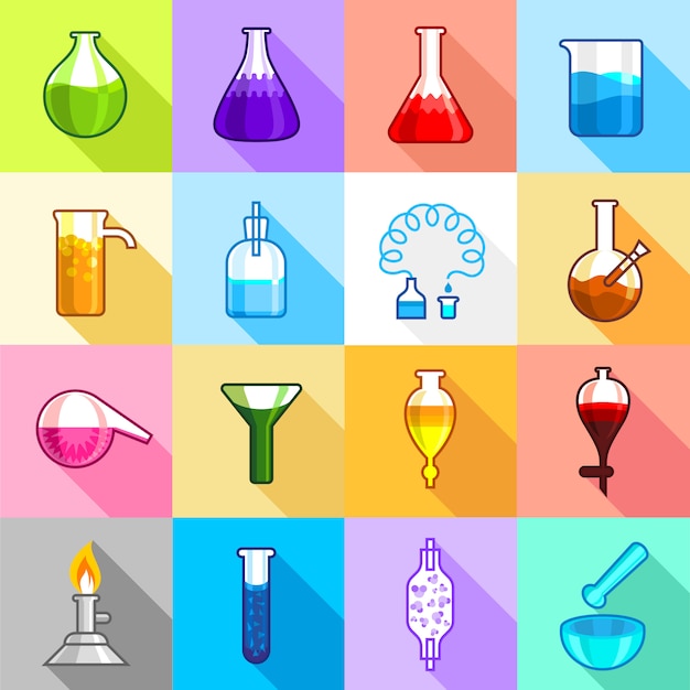 Conjunto De Iconos De Laboratorio De Química Vector Premium 7263