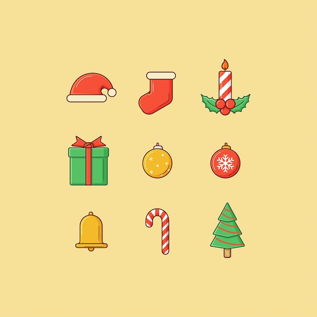 Conjunto De Iconos De Navidad Vector Premium 6974