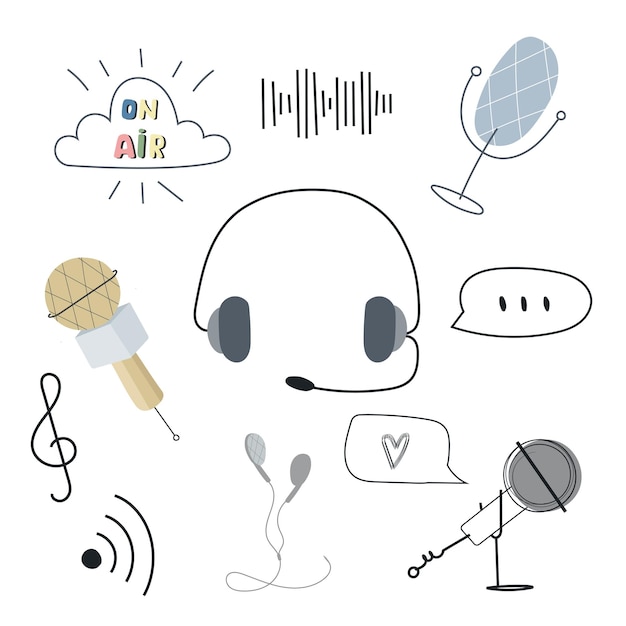 Conjunto De Iconos De Podcasts Colección De Símbolos De Podcasting Elementos Vectoriales 