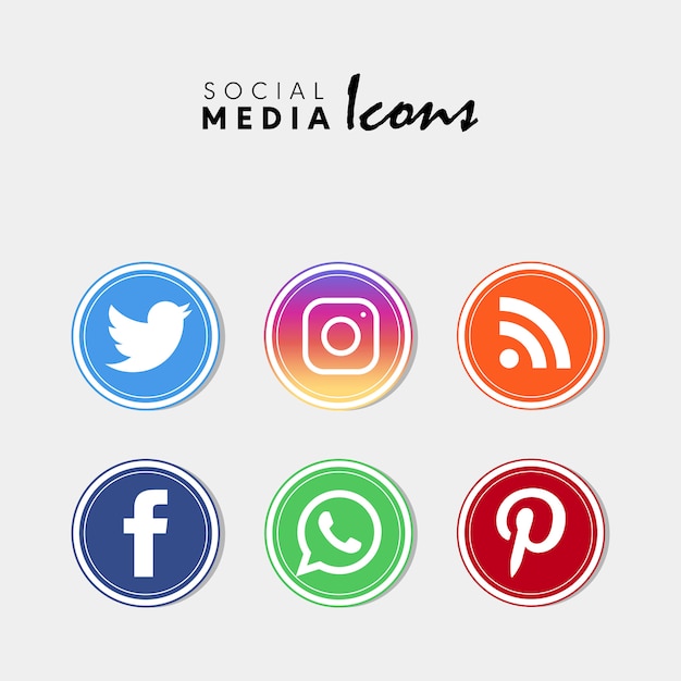 Conjunto De Iconos De Redes Sociales Populares Vector Premium