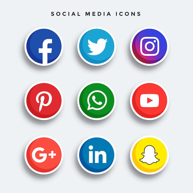 Conjunto De Iconos Redondos De Redes Sociales Vector Premium