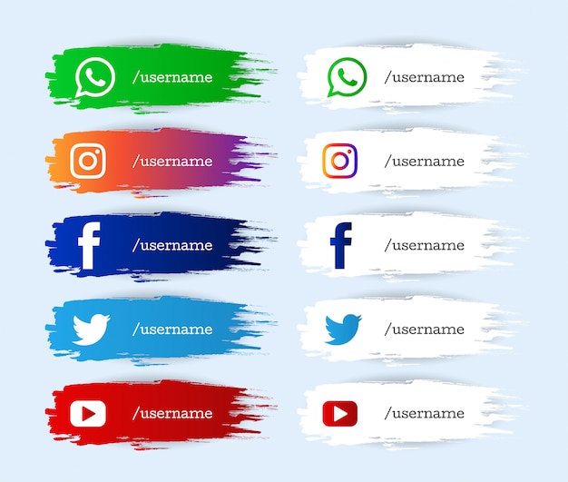 Conjunto De Iconos De Tercio Inferior Inferior Moderno De Redes Sociales De Acuarela Vector Gratis