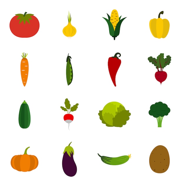 Conjunto De Iconos De Verduras Vector Premium